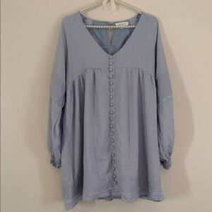 Soft Blue Button detailed Women's Dress